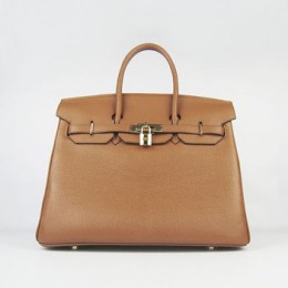 Hermes Birkin 35Cm Togo Leather Handbags Light Coffee Gold